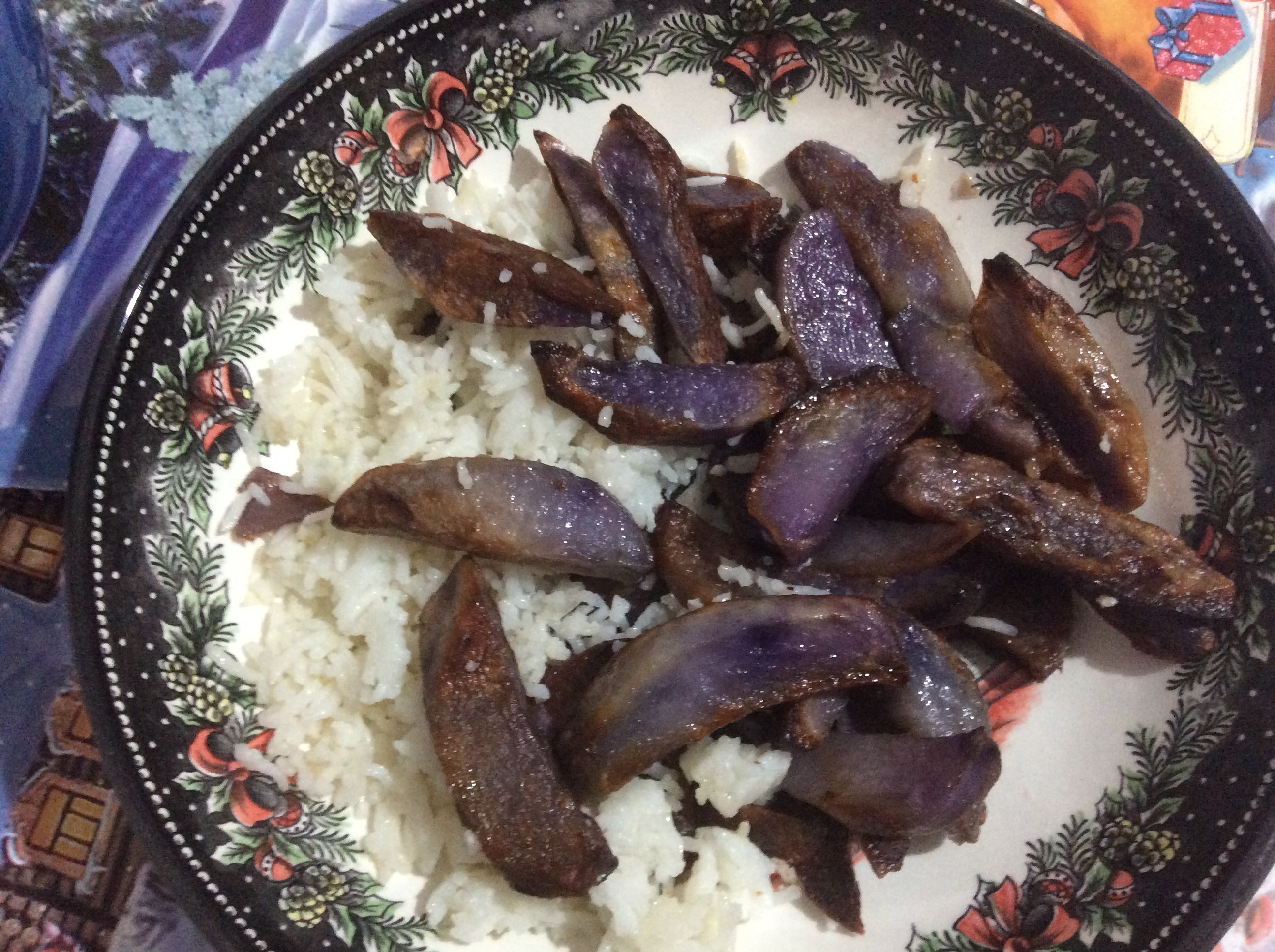 Rice with purple potatoes